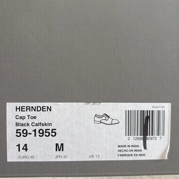 Johnston & Murphy Men’s Hernden Cap Toe Black Calfskin Dress Shoes Size 14 - Picture 11 of 12